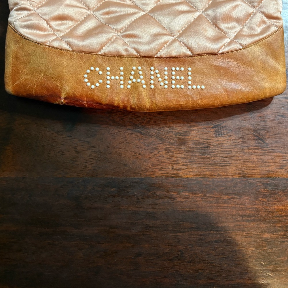 ‼️ONE DAY SALE‼️CHANEL Quilted Pink Satin Crystal Logo Backpack - Picture 14 of 16